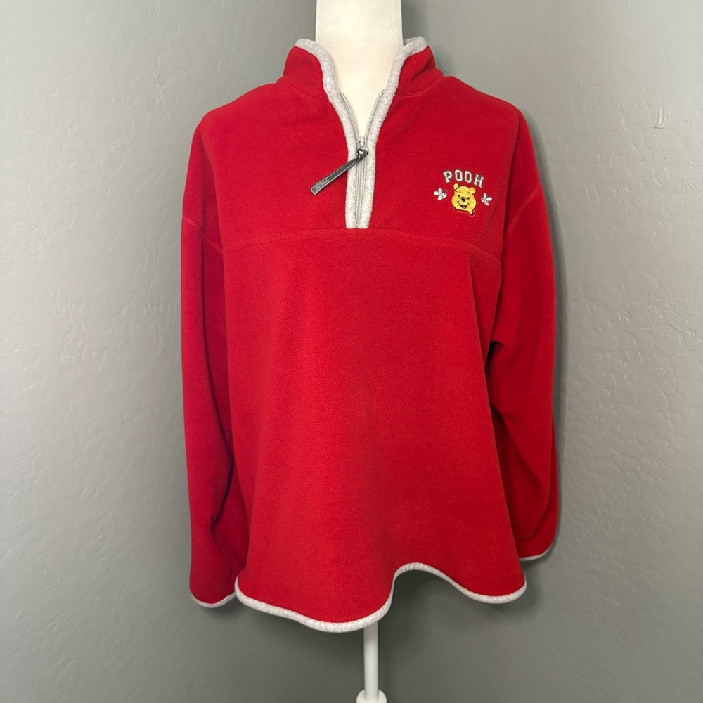 Winnie the‎ Pooh Red Unisex Quarter-Zip Fleece Pullover Size Large